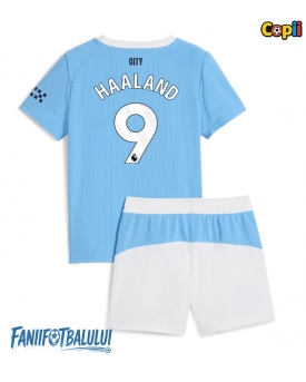 Manchester City Erling Haaland #9 Echipament de Fotbal Replică 2025-26 Copii Acasa (+ Șorturi)